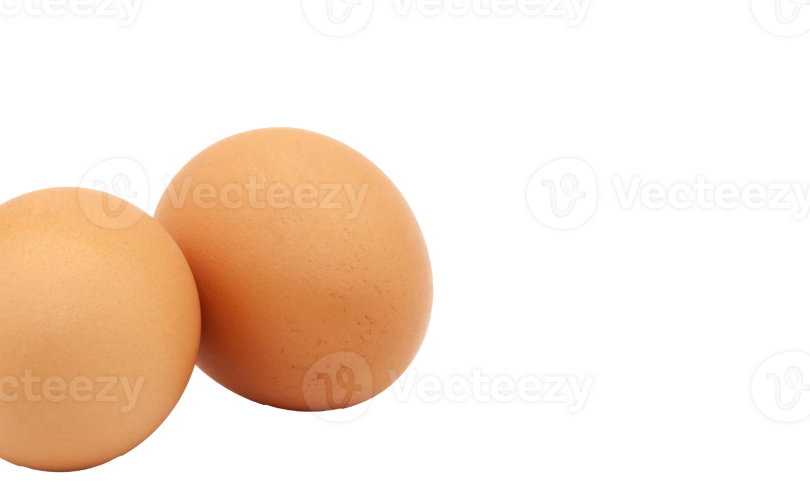 Two raw brown eggs from a chicken with no background. Isolated. Photo in high quality. PNG