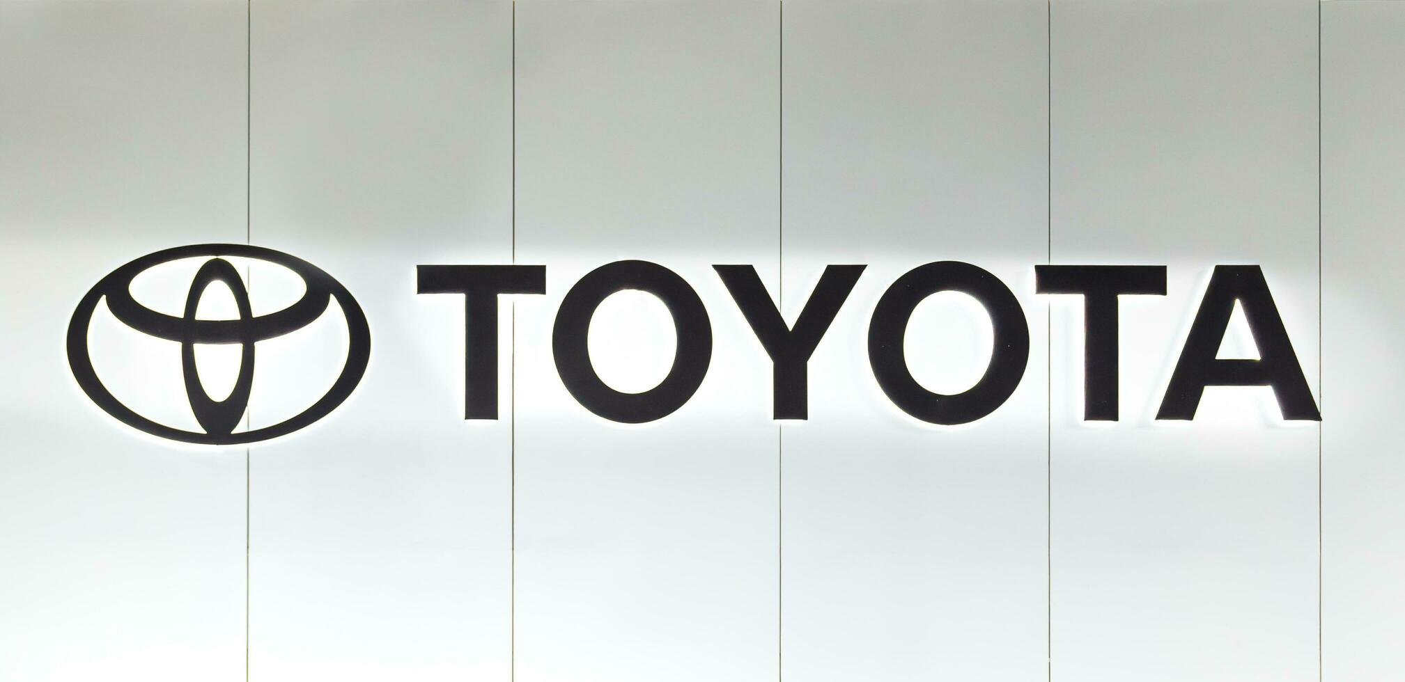 Nonthaburi Thailand 6 December 2022 billboard wall with logo Toyota photo