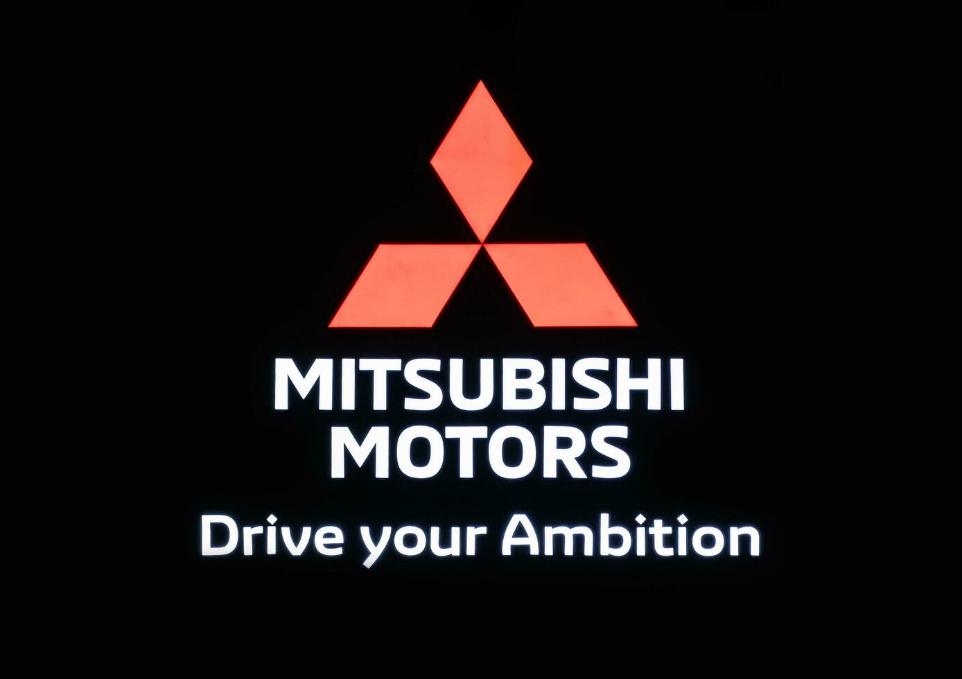 Nonthaburi Thailand 6 December 2022 billboard wall with logo Mitsubishi Motor photo