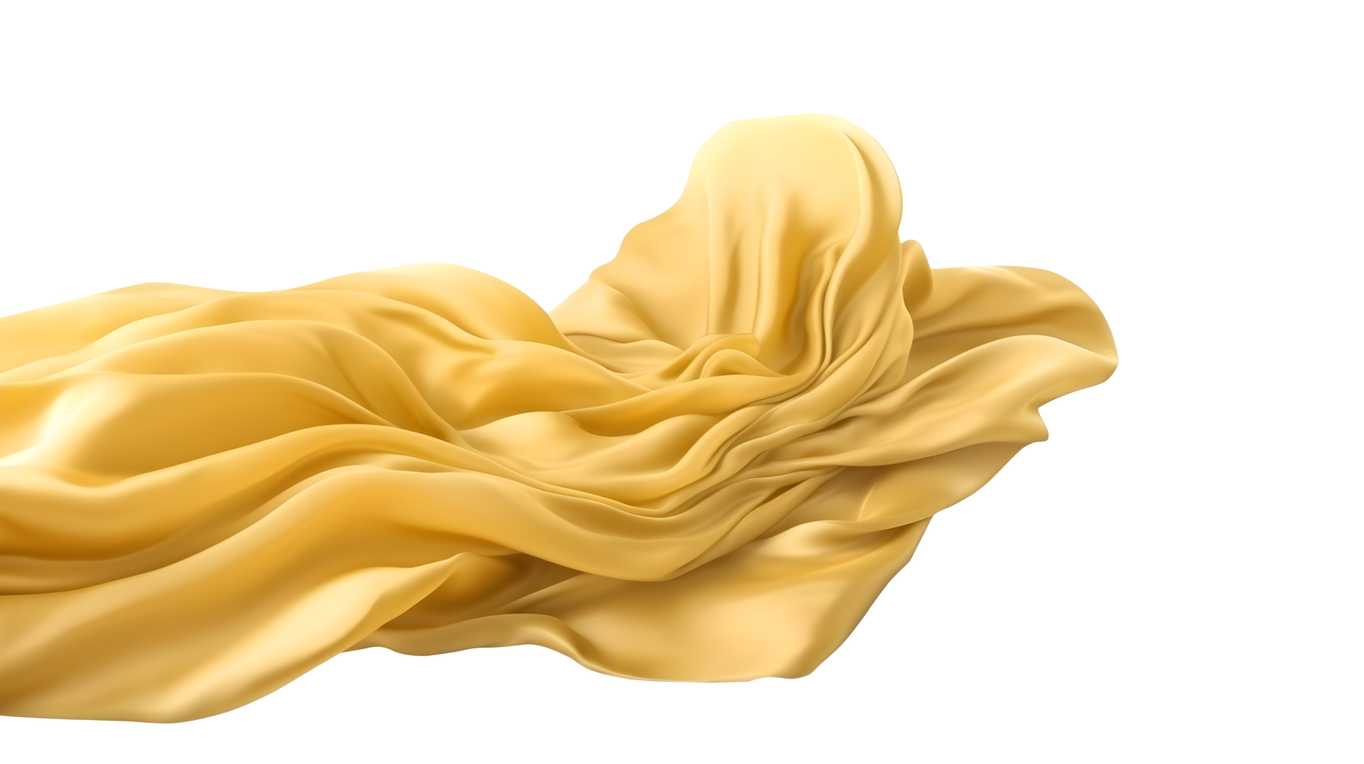 Golden flying silk fabric, 3d wave cloth. AI Generated 25246280 PNG