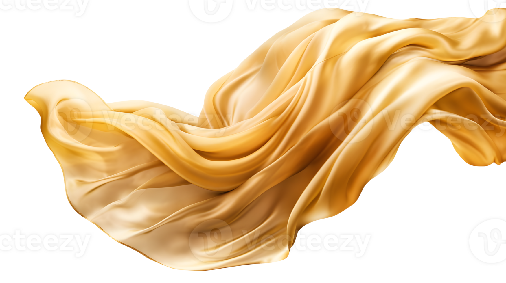 Golden flying silk fabric, 3d wave cloth. AI Generated 25246286 PNG