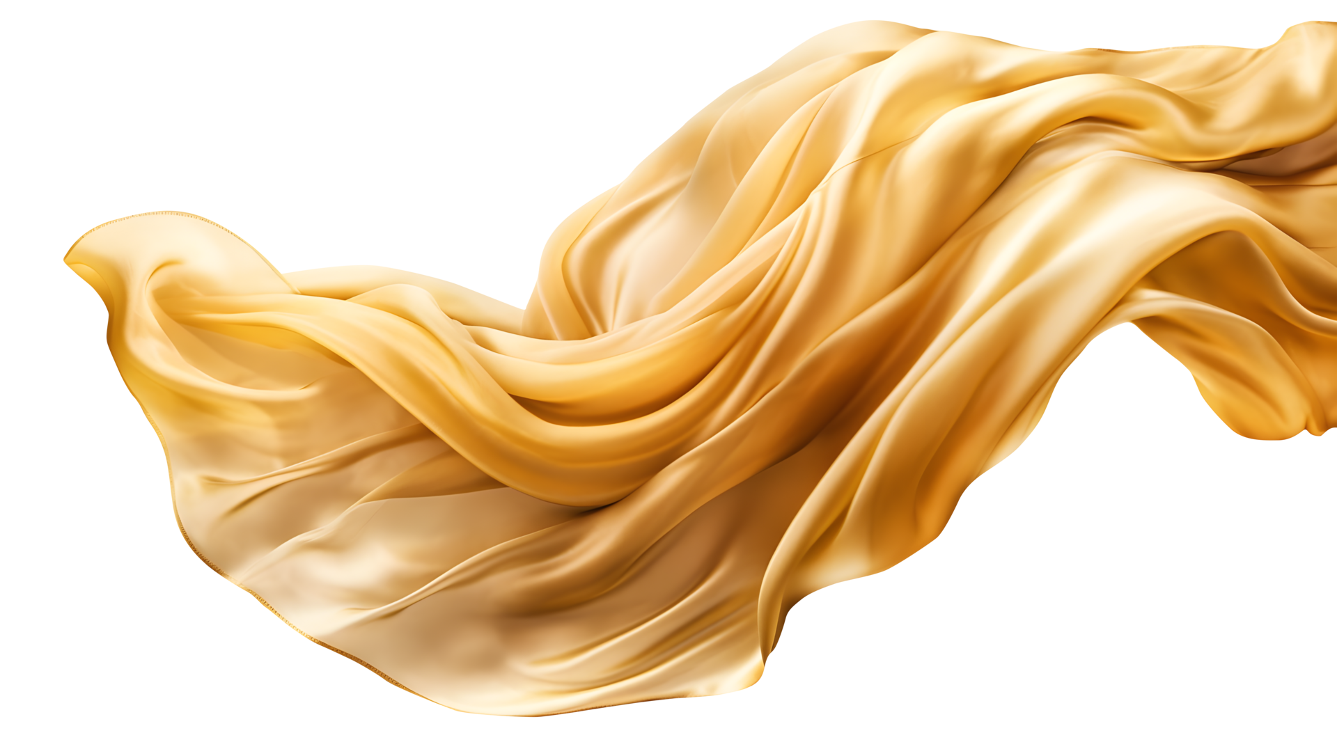 Golden flying silk fabric, 3d wave cloth. AI Generated 25246286 PNG