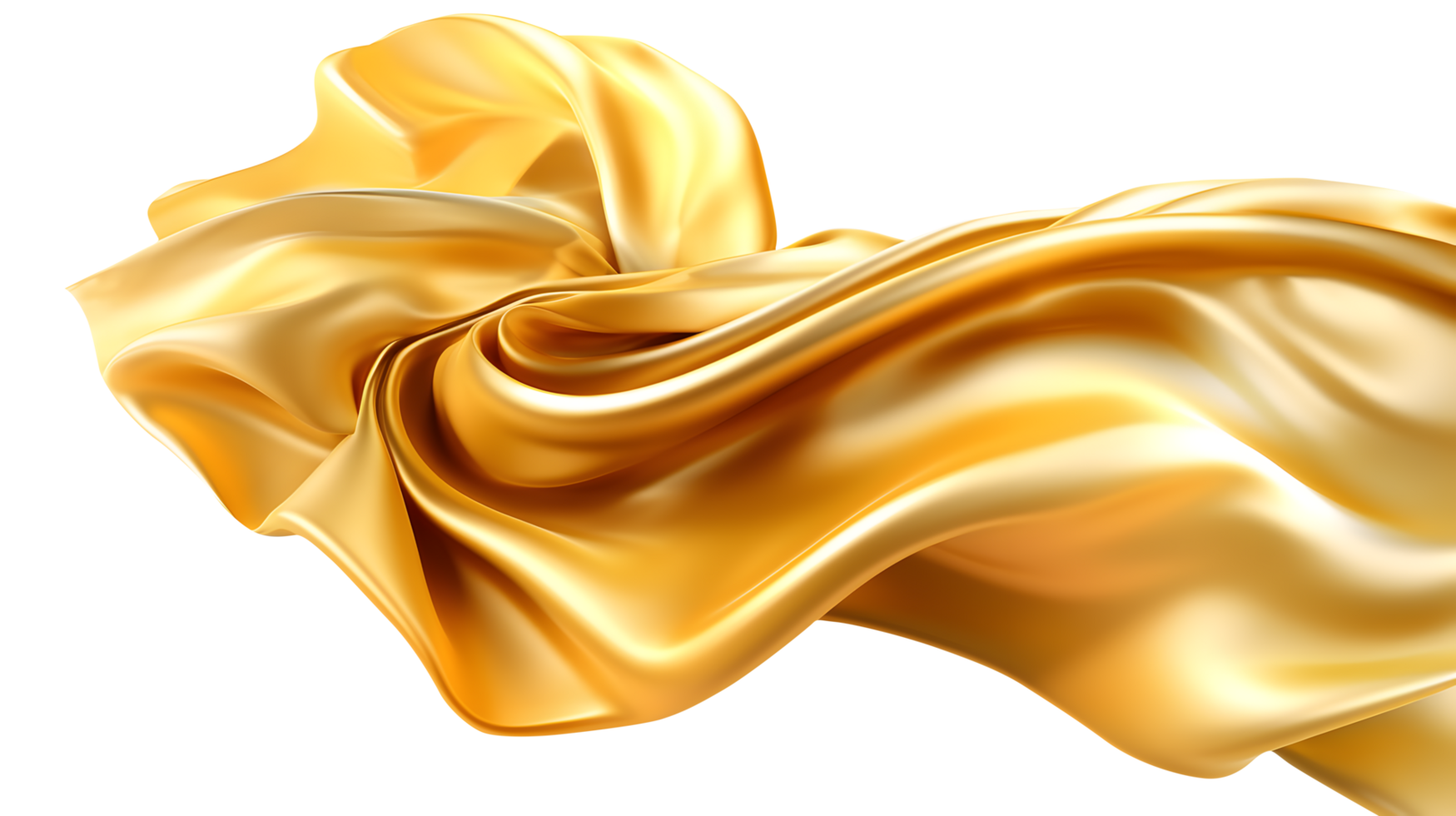 Golden flying silk fabric, 3d wave cloth. AI Generated 25246294 PNG