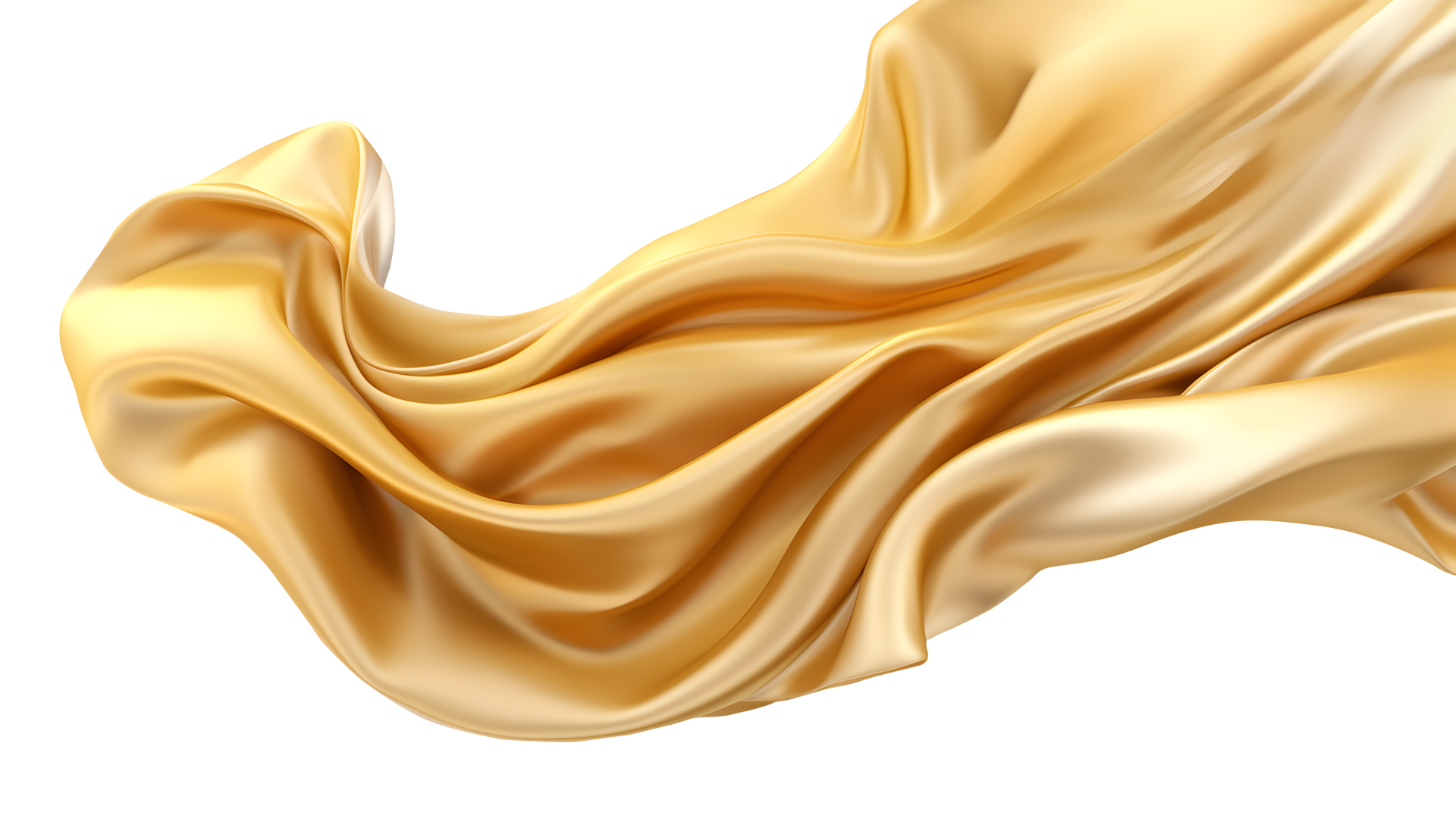Golden flying silk fabric, 3d wave cloth. AI Generated 25246299 PNG