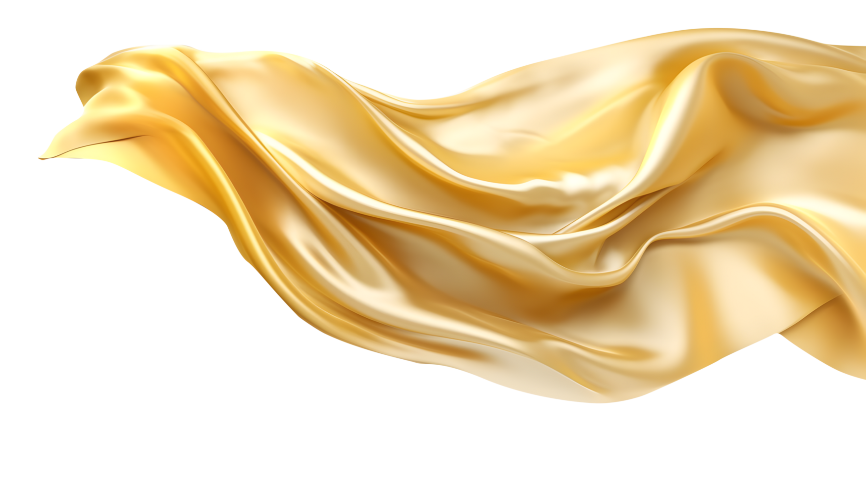 Golden flying silk fabric, 3d wave cloth. AI Generated 25246307 PNG