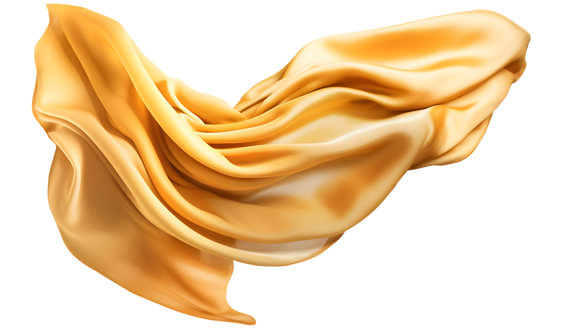 Golden flying silk fabric, 3d wave cloth. AI Generated 25246316 PNG