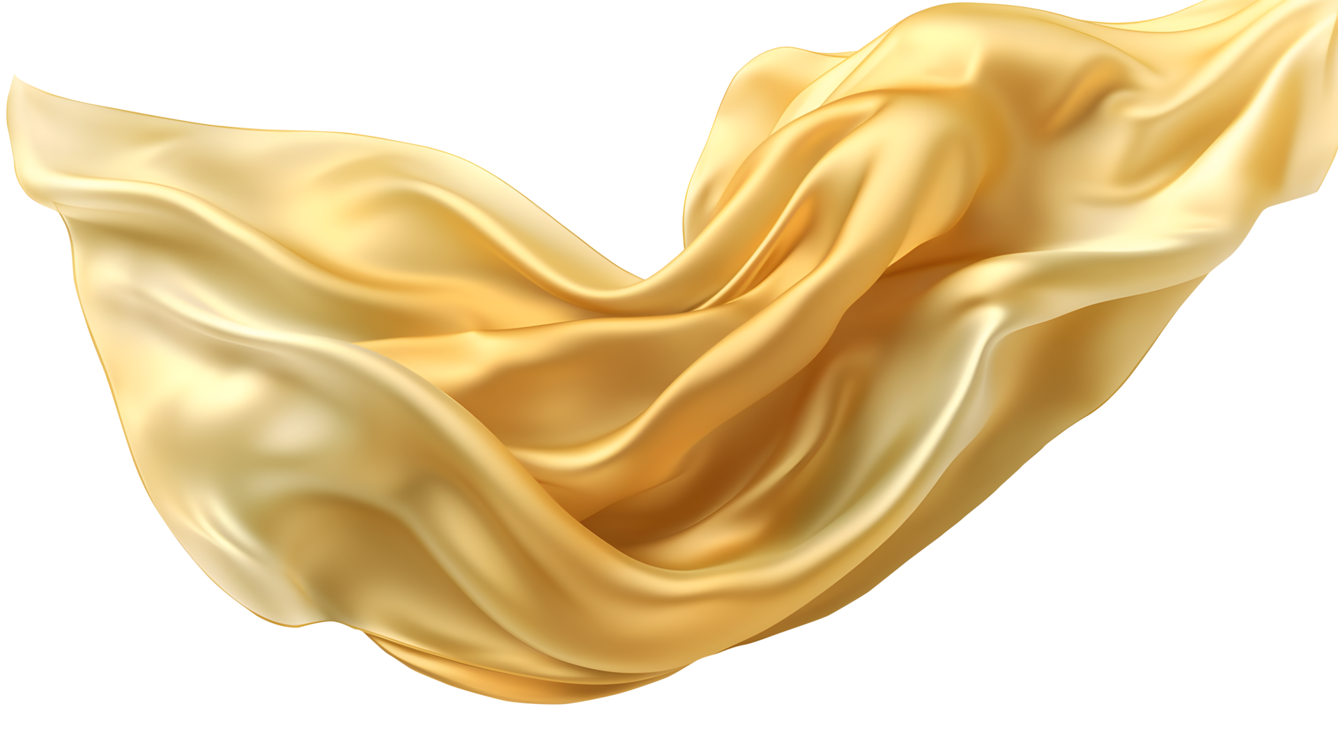 Golden flying silk fabric, 3d wave cloth. AI Generated 25246321 PNG