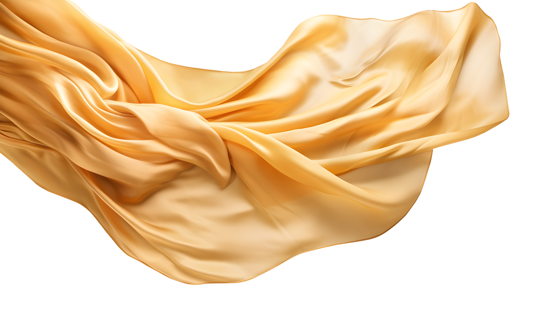 Golden flying silk fabric, 3d wave cloth. AI Generated 25246294 PNG