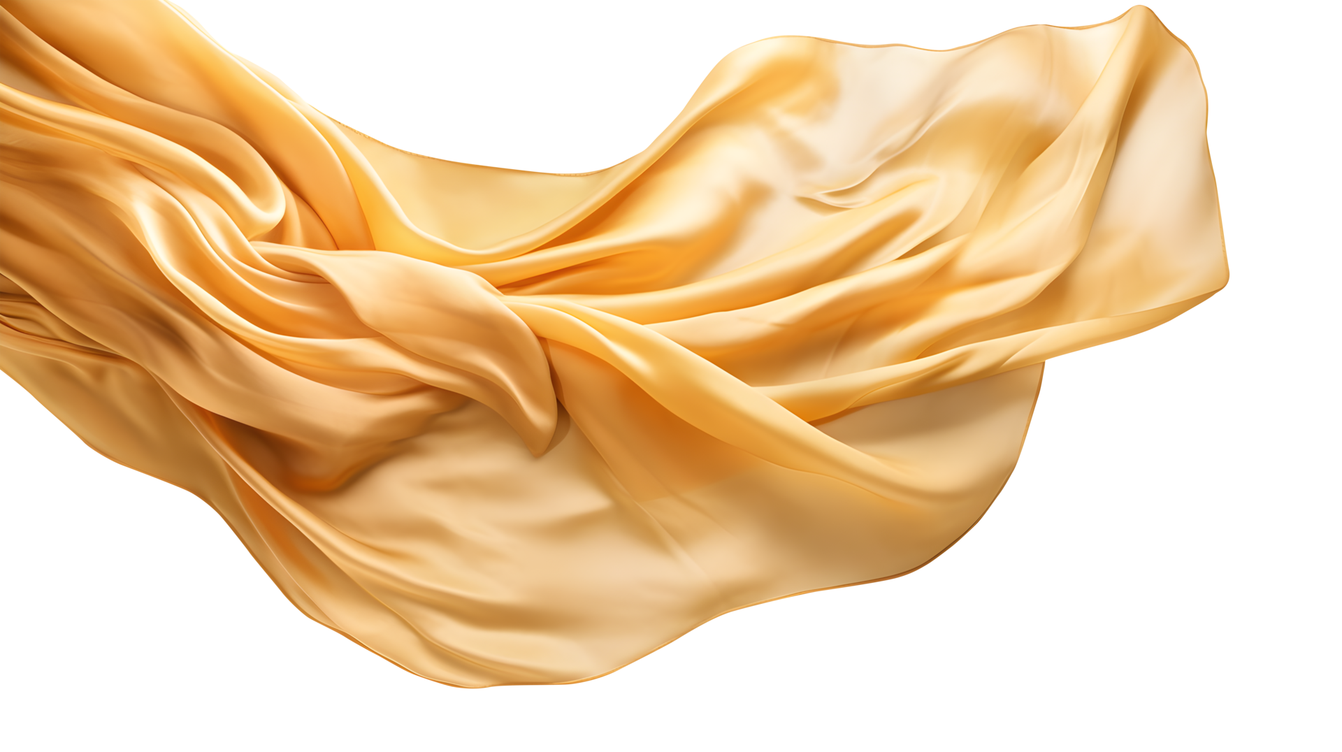 Golden flying silk fabric, 3d wave cloth. AI Generated 25246324 PNG