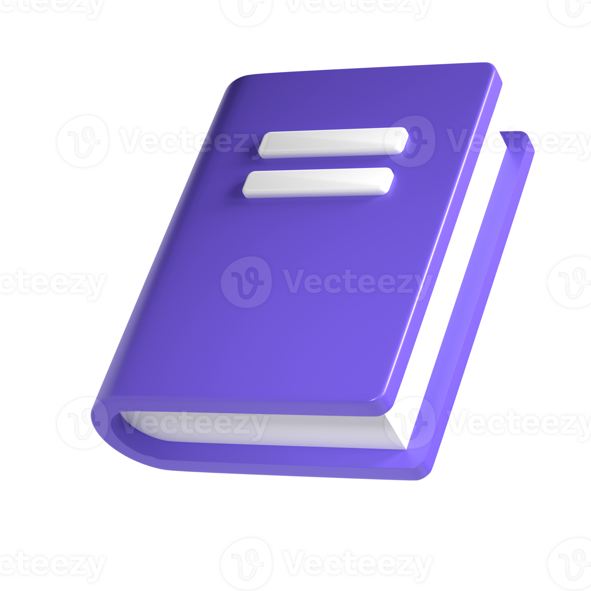 3d violet cute empty notepad book stationery for school isolated