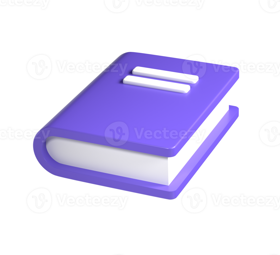3d violet cute empty notepad book stationery for school isolated transparent png. Simple render illustration. Design element for posters, banners, calendar and greeting card png