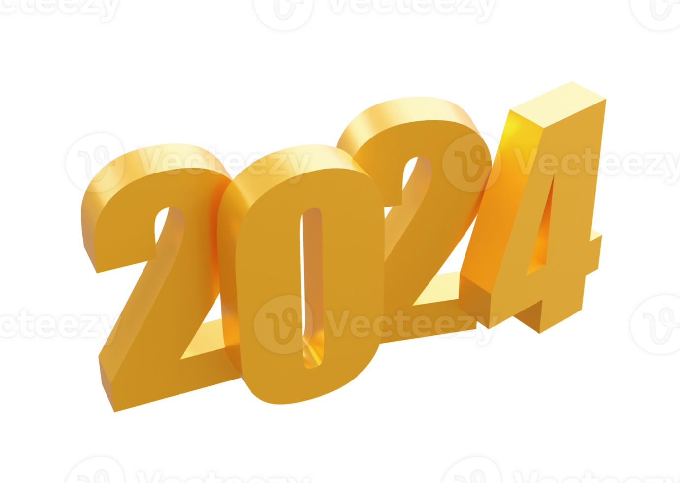 Happy New Year 2024 with shiny 3D golden numbers isolated transparent png. Holiday golden celebration design. Premium element for posters, banners, calendar and greeting card png