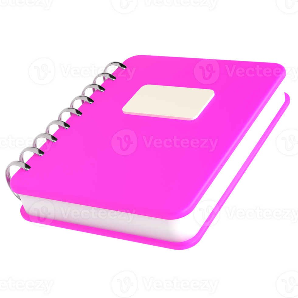 3d pink cute empty office notepad for school stationery isolated transparent png. Simple render illustration. Design element for posters, banners, calendar and greeting card png