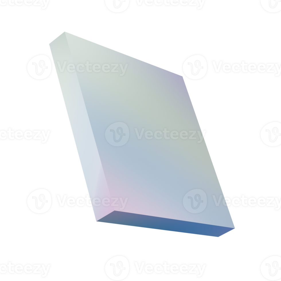 3d metal rectangle abstract geometric shape podium. Realistic glossy gradient luxury template decorative design illustration. Minimalist bright rectangle mockup isolated transparent png