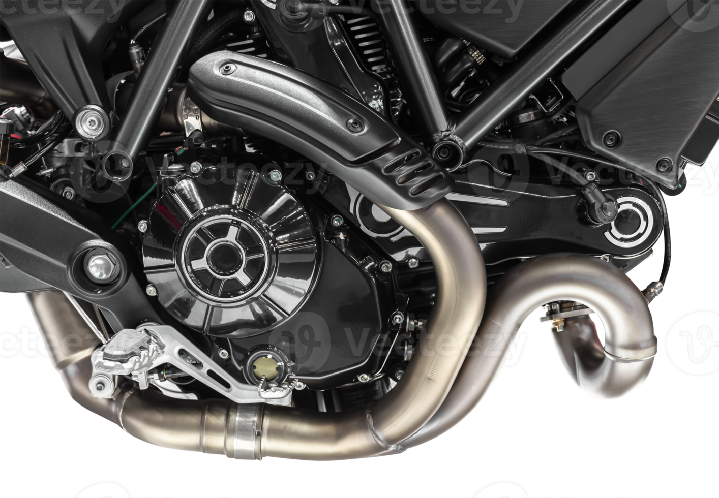 Close up black v-twin motorcycle engine png