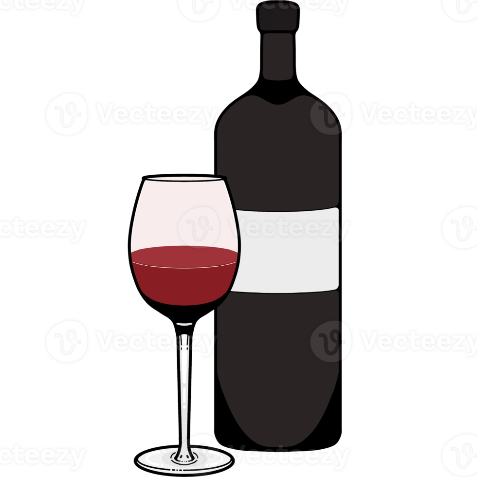 Glass and bottle of wine Illustration png