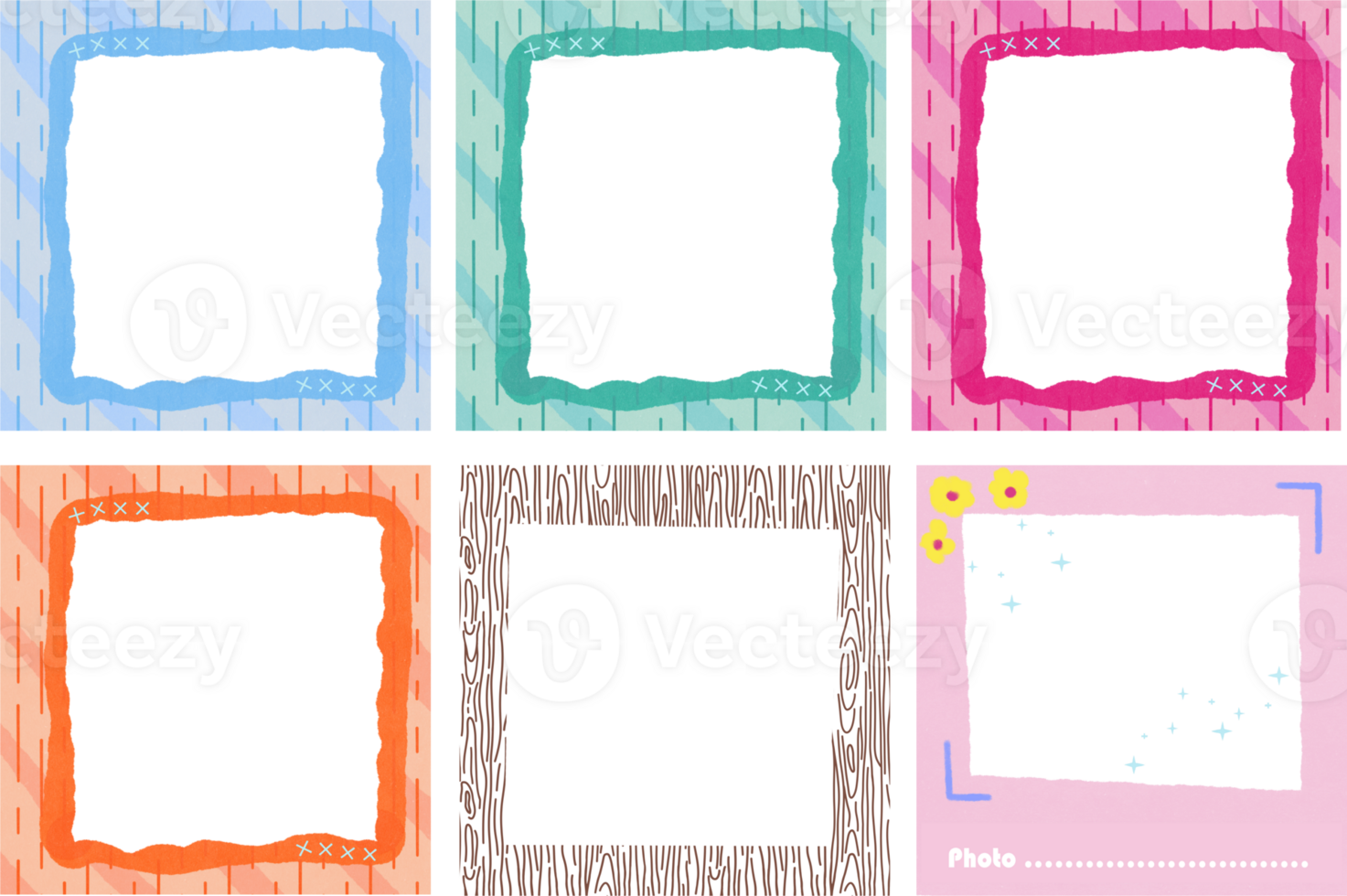 Set of Cute frame on transparency backgound png