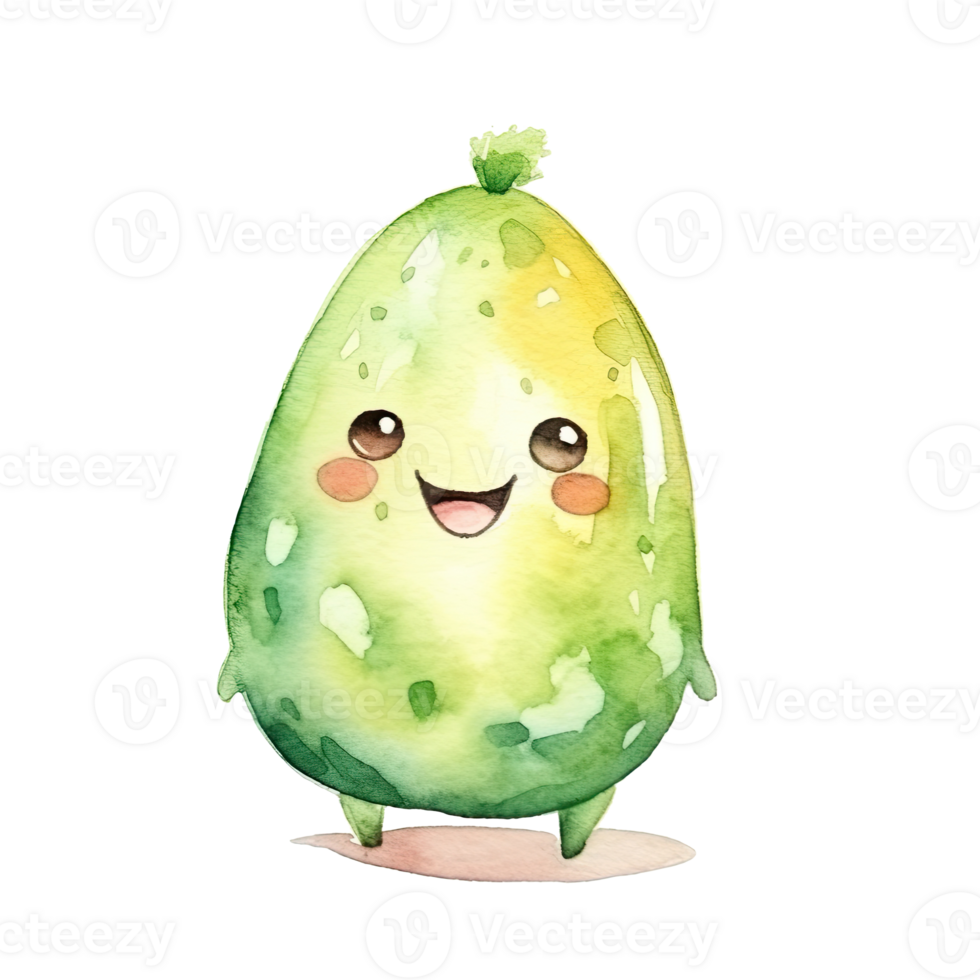 schattig waterverf baby avocado. illustratie ai generatief png