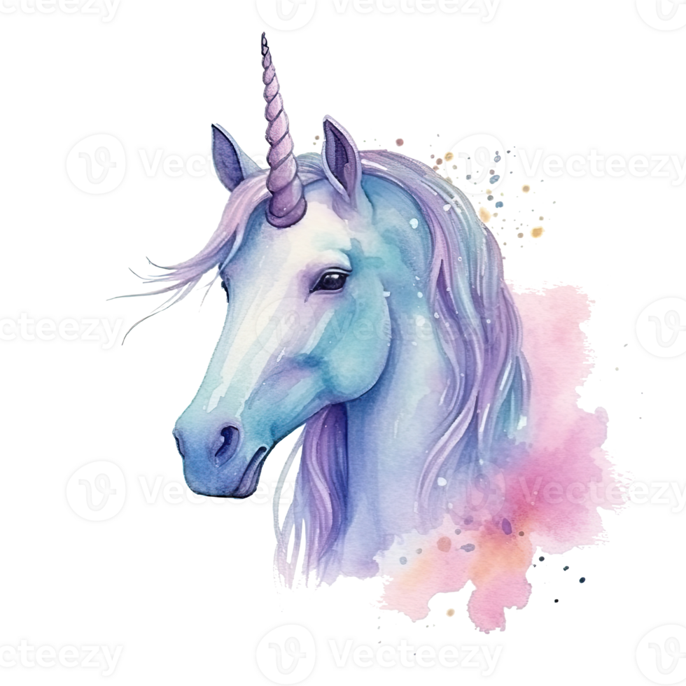 carino acquerello unicorno. illustrazione ai generativo png