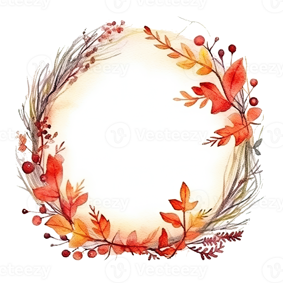 Watercolor Autumn Frame Background. Illustration png