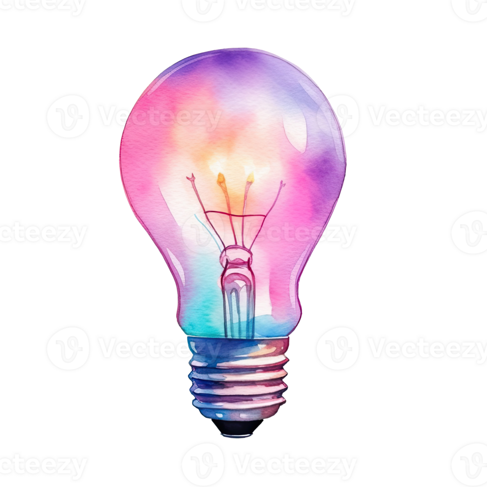 Watercolor Idea Light Bulb. Illustration png