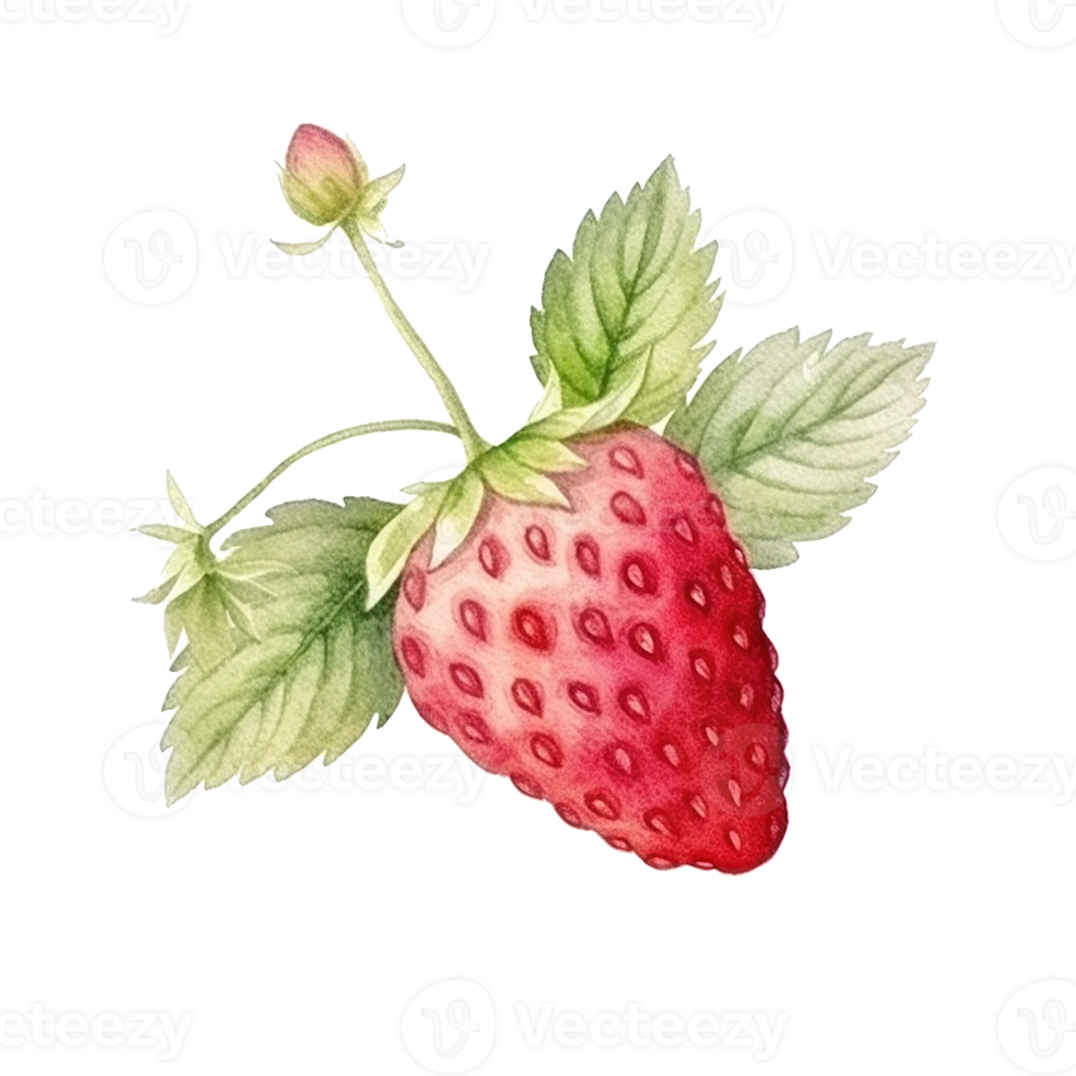 Watercolor Strawberry Isolated. Illustration AI Generative png