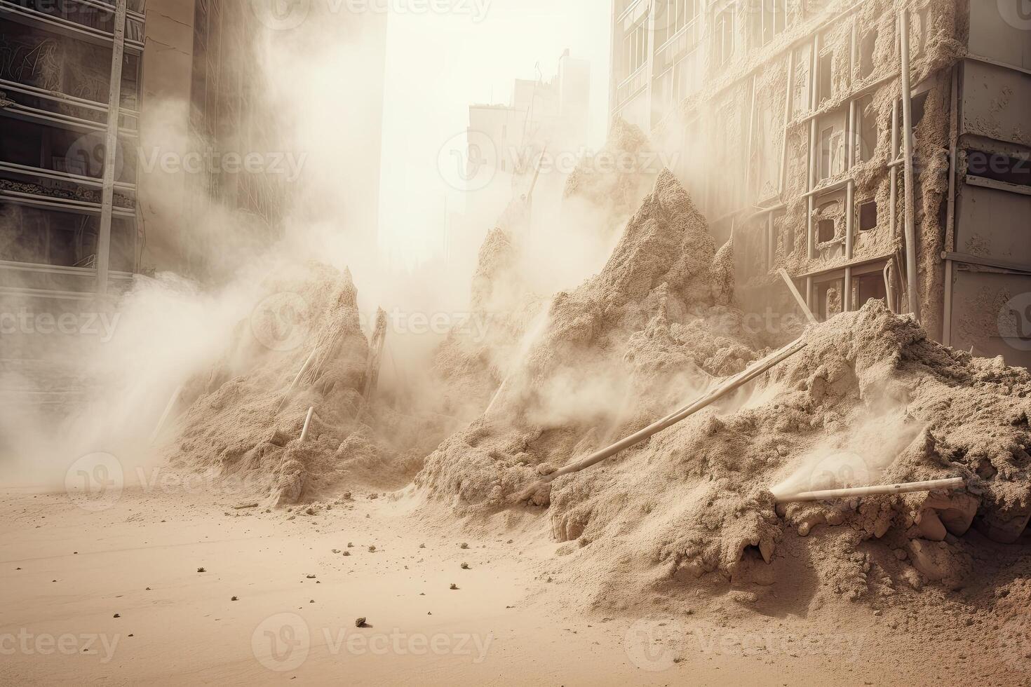 Fine dust particles coat everything in a layer of grime, from buildings to plants photo
