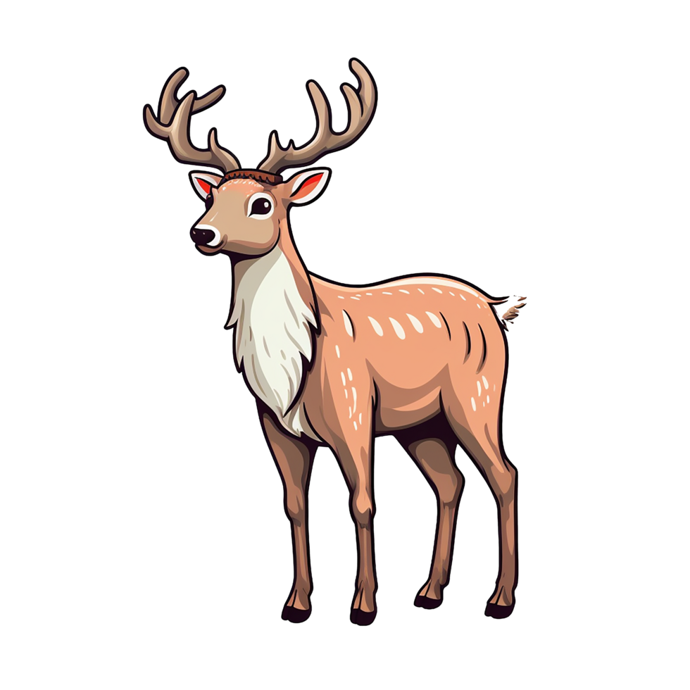 Cute Reindeer deer Rudolph isolated on transparent background, ai generated, digital illustration. png