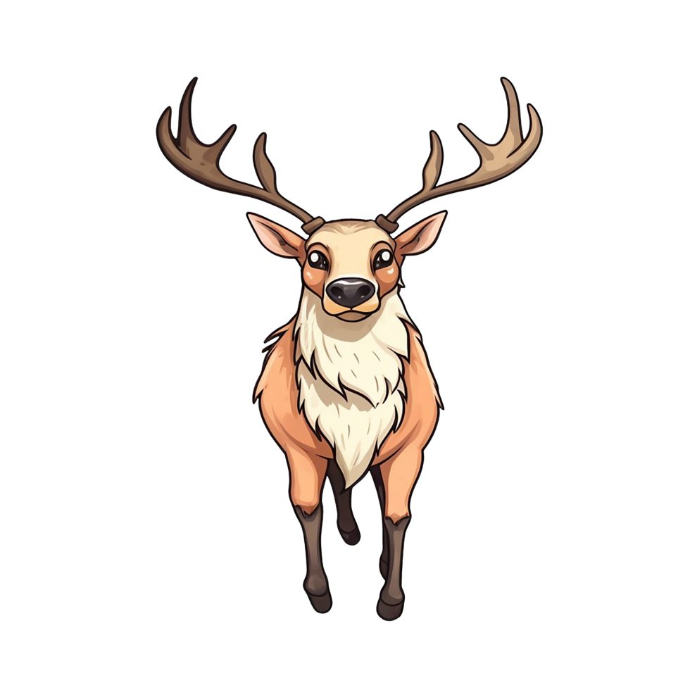 Cute Reindeer deer Rudolph isolated on transparent background, ai generated, digital illustration. png