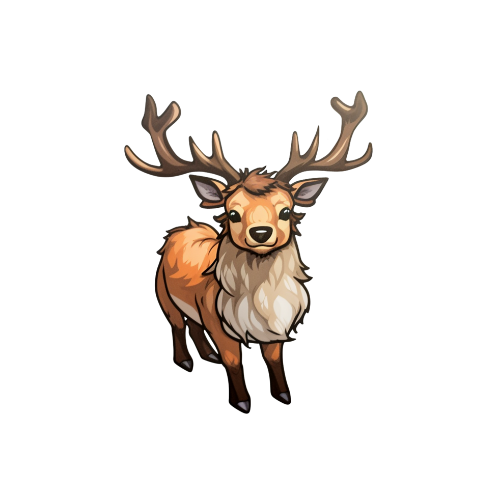 Cute Reindeer deer Rudolph isolated on transparent background, , digital illustration. png
