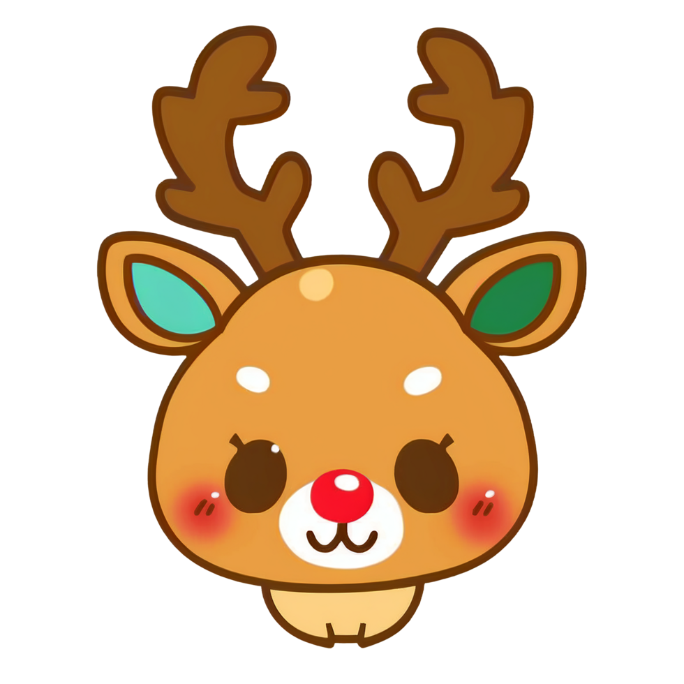 Cute Reindeer deer Rudolph isolated on transparent background, , digital illustration. png