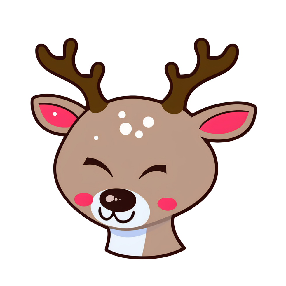 Cute Reindeer deer Rudolph isolated on transparent background, , digital illustration. png