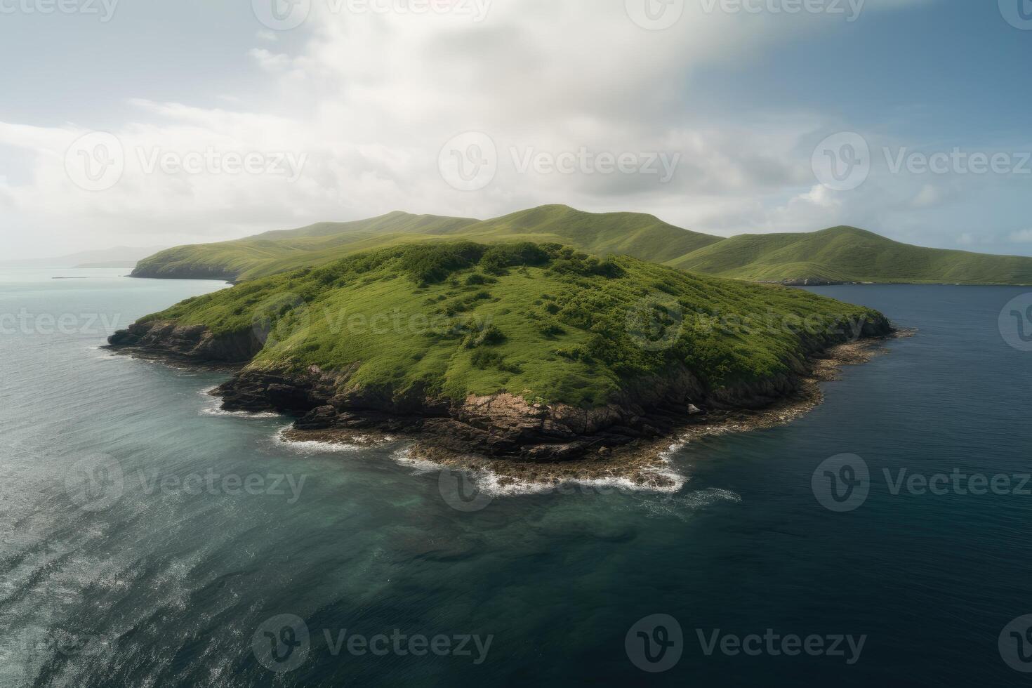 Remote and isolated island with untouched nature. photo