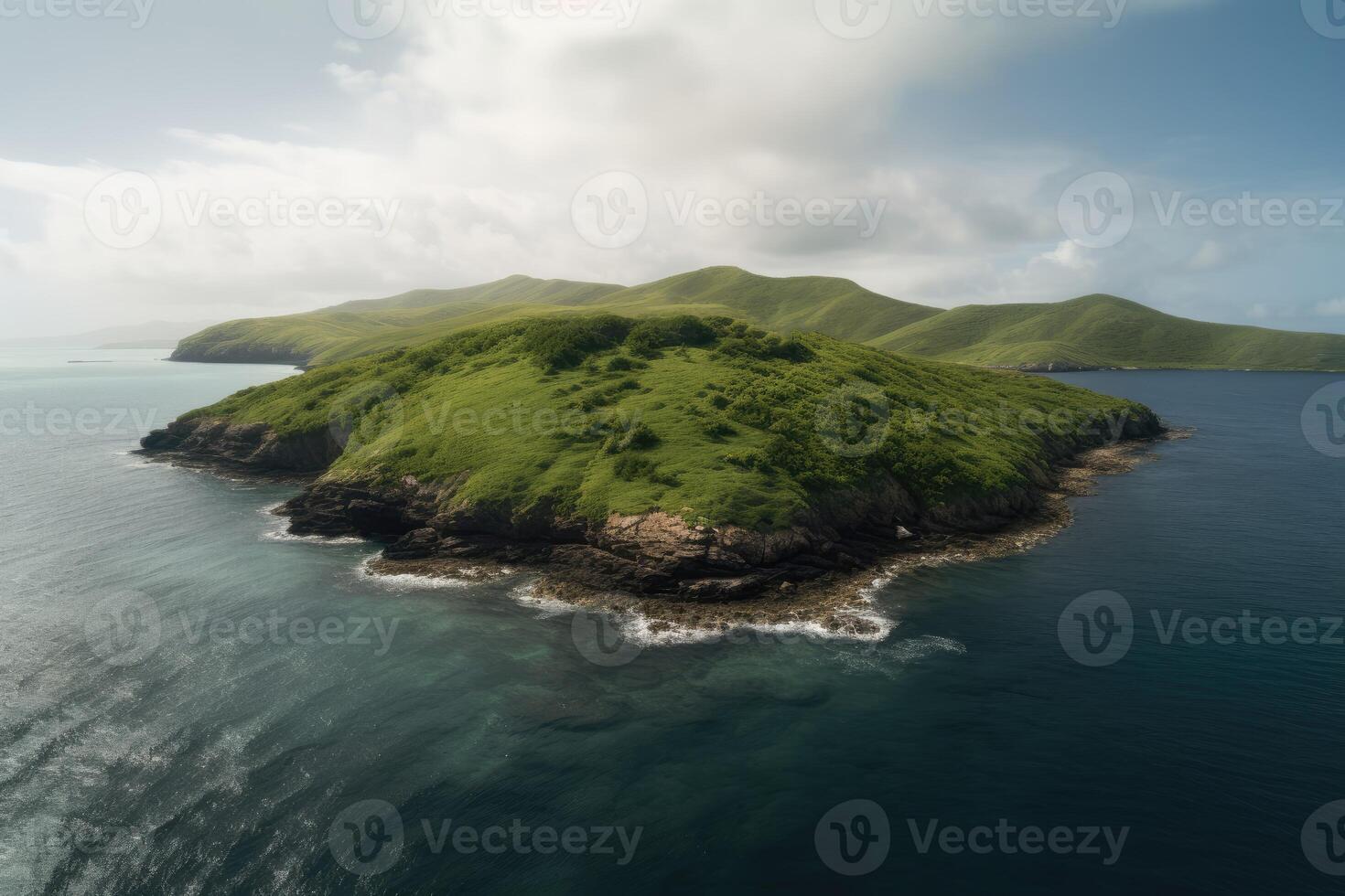 AI Generated Remote and isolated island with untouched nature. photo