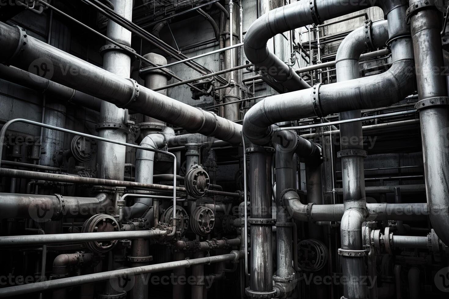 Complex network of pipes and valves twist and turn throughout the power plant, bringing energy to the masses. photo