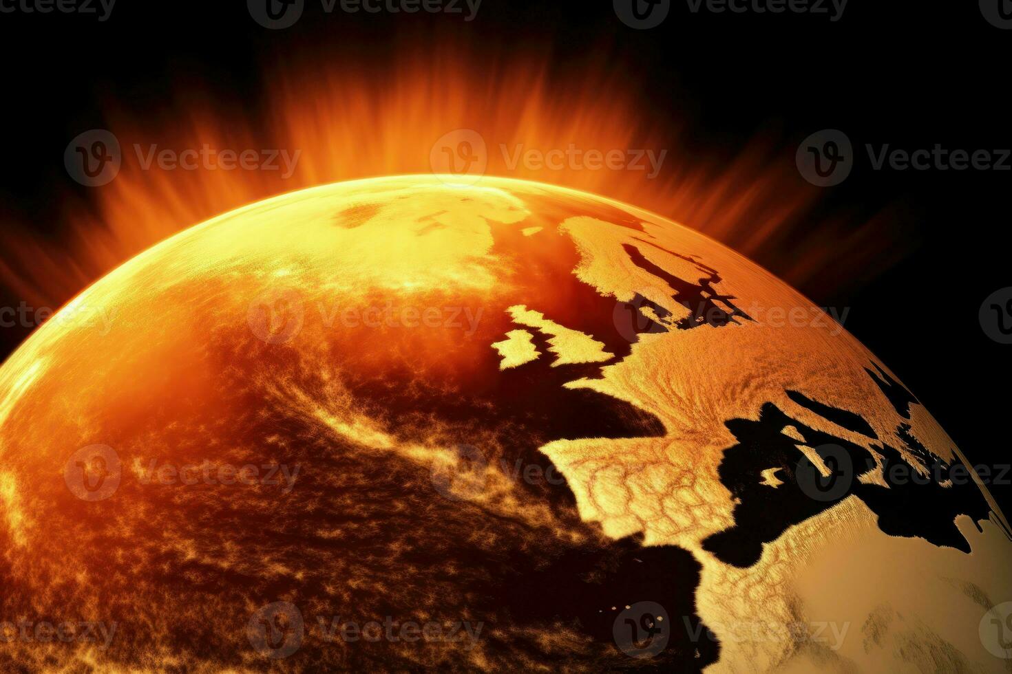 AI Generated Earth's temperature is rising due to global warming caused by human activities. photo