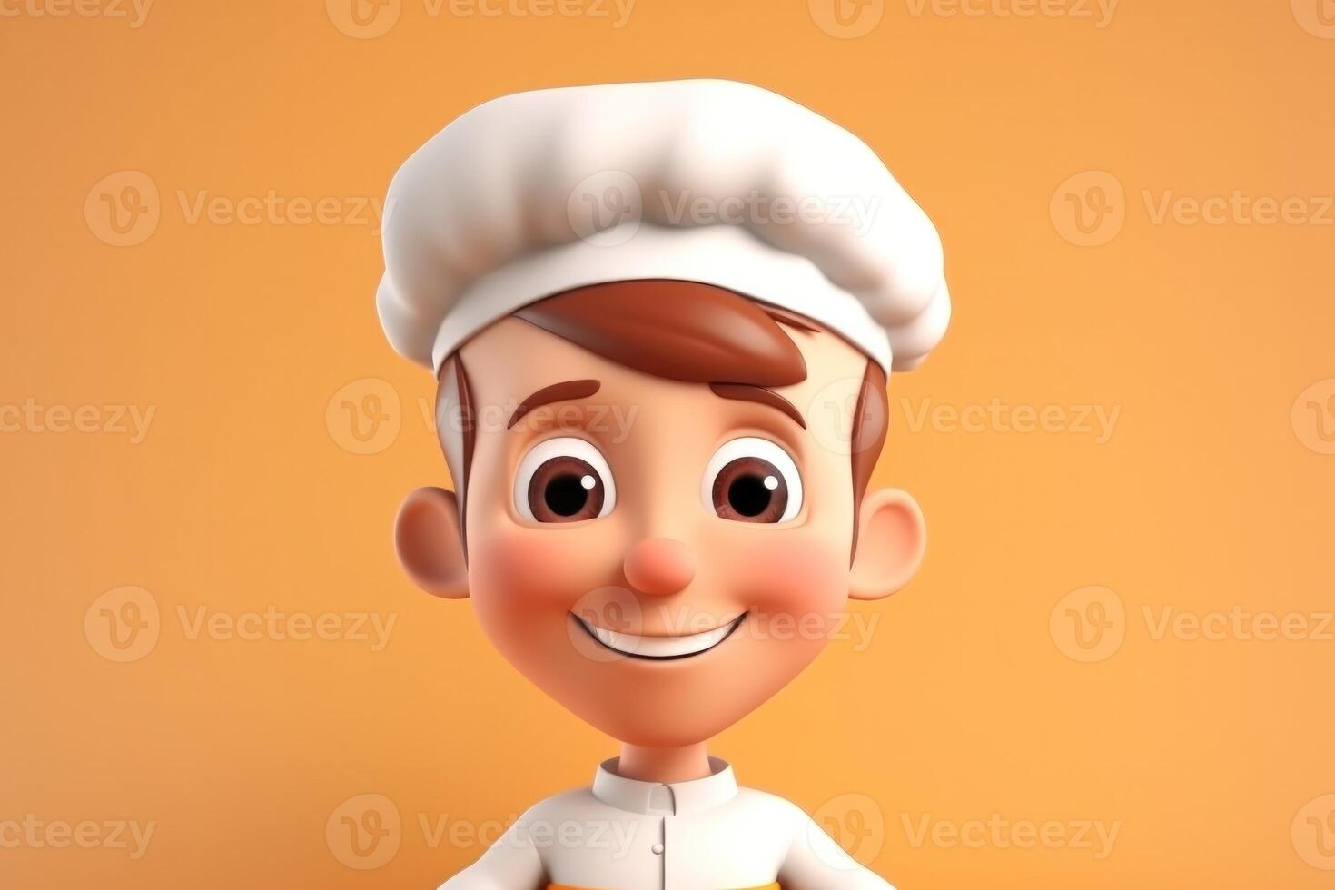 3D cartoon cute baker kid. photo