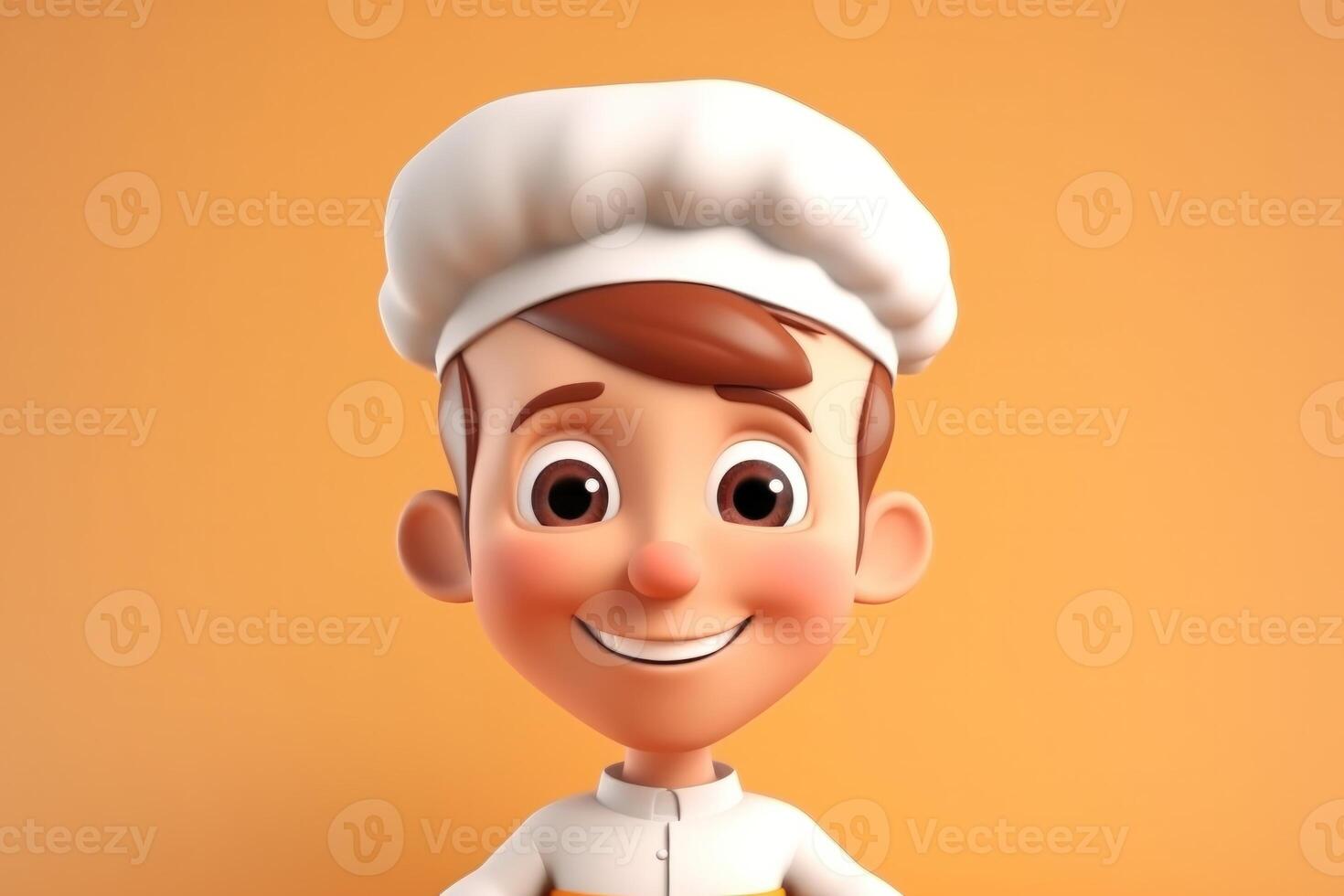 AI Generated 3D cartoon cute baker kid. photo