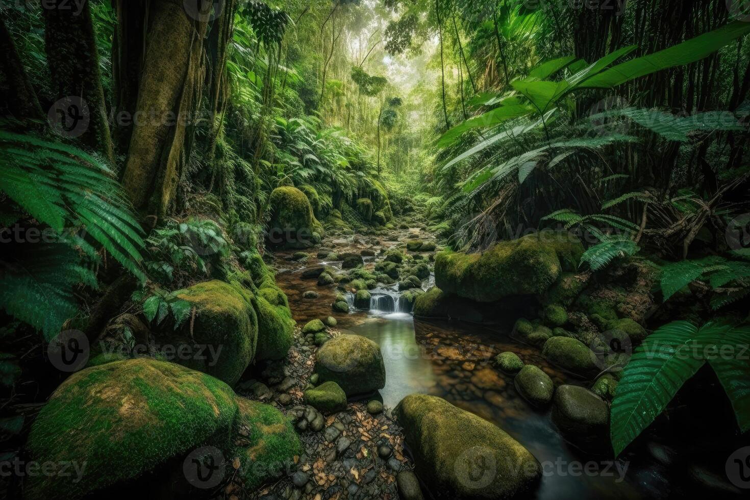 Wonders of the rainforest in wide shot. photo