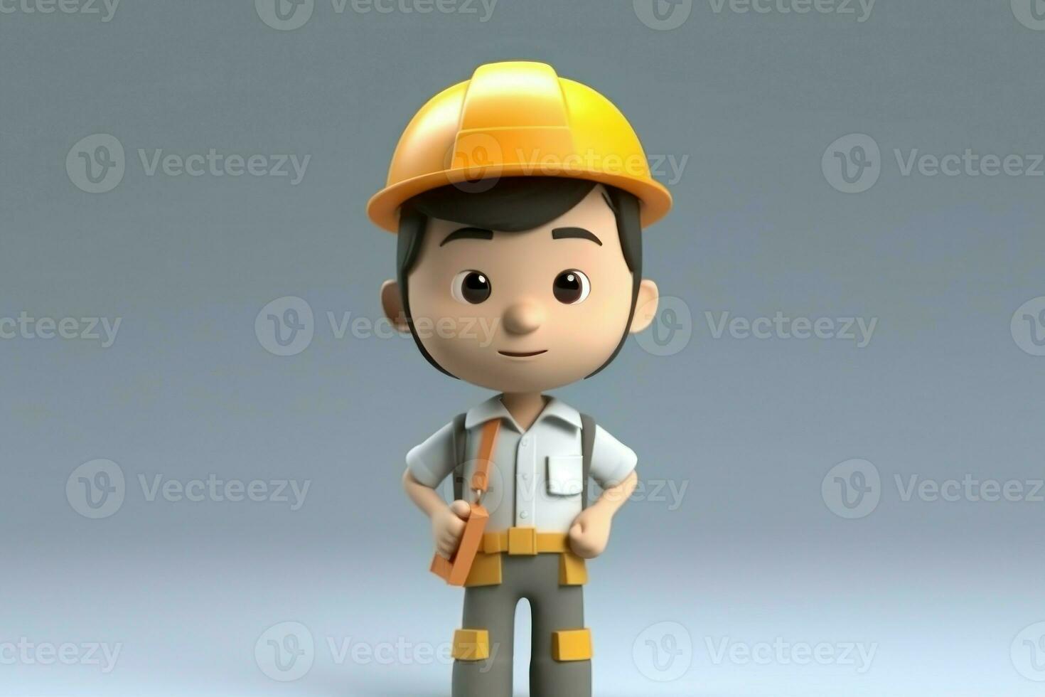 AI Generated 3D cartoon cute civil engineer kid. photo