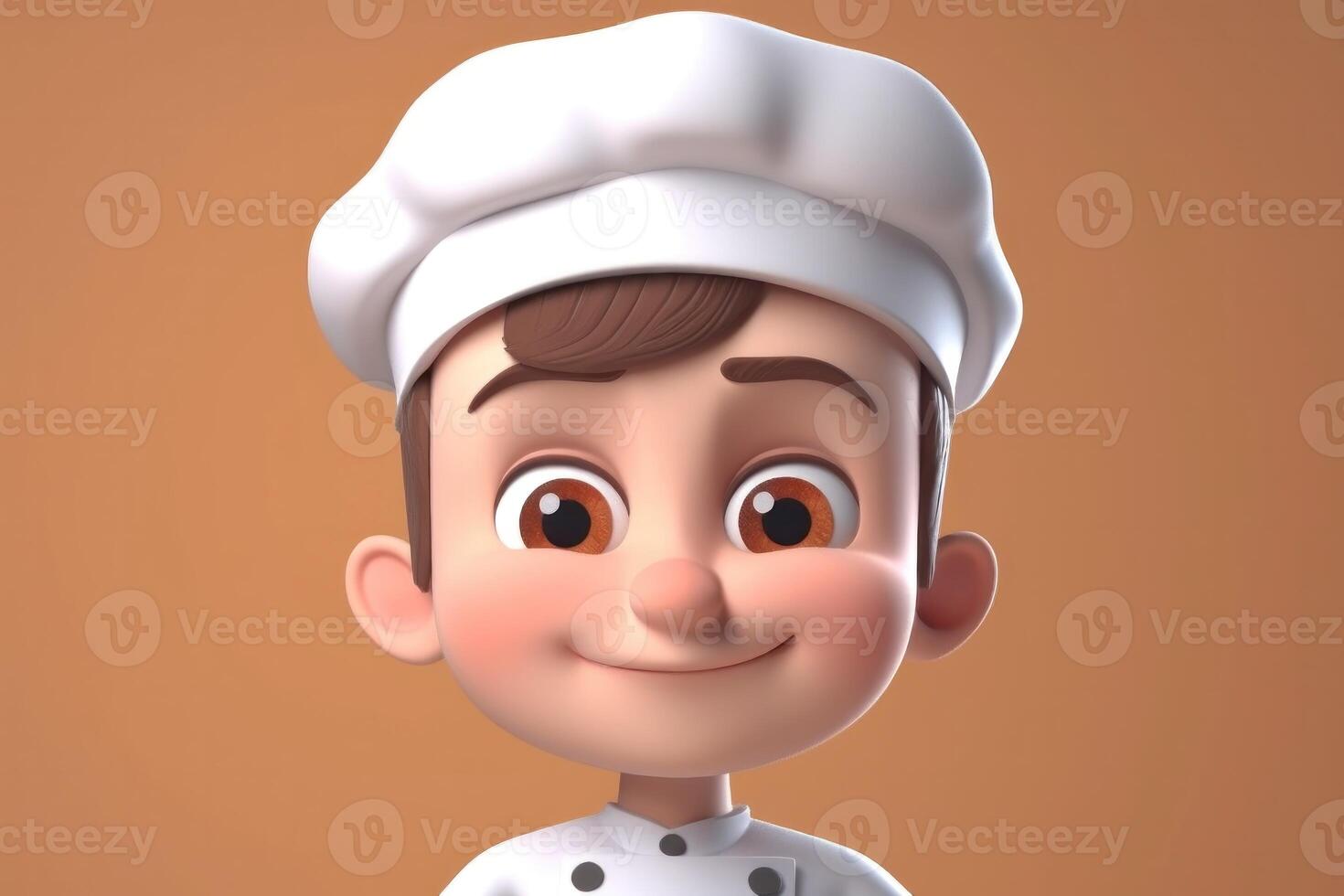 AI Generated 3D cartoon cute baker kid. photo