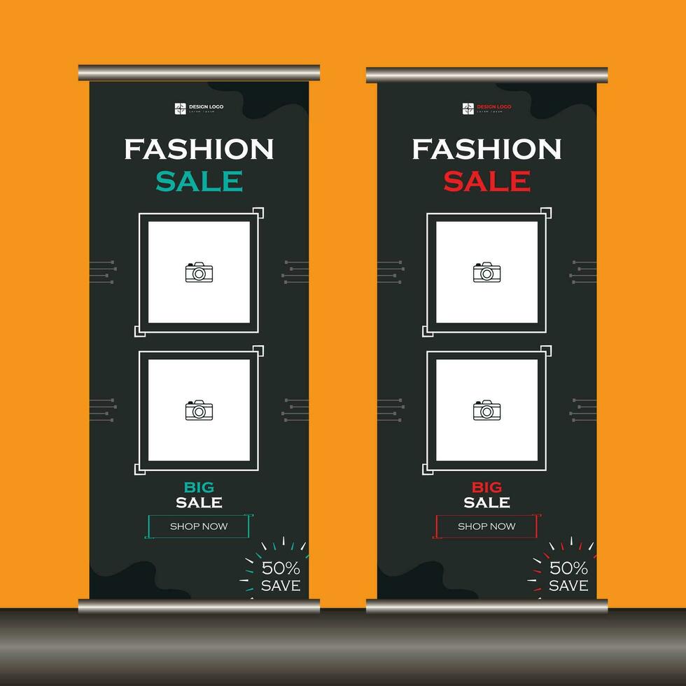 Fashion Sale Roll-Up Banner Template Design vector