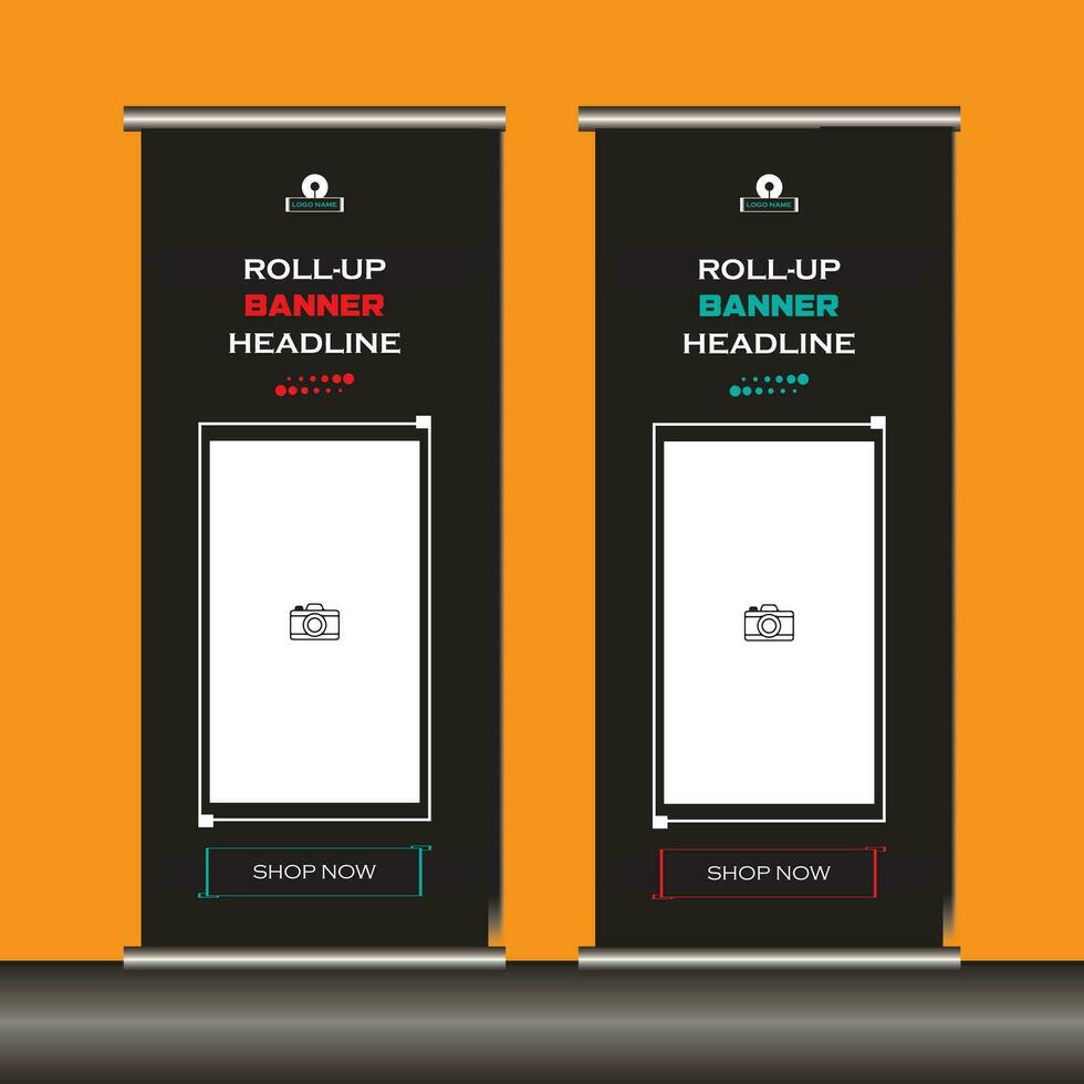 Roll Up Banner Template Design vector