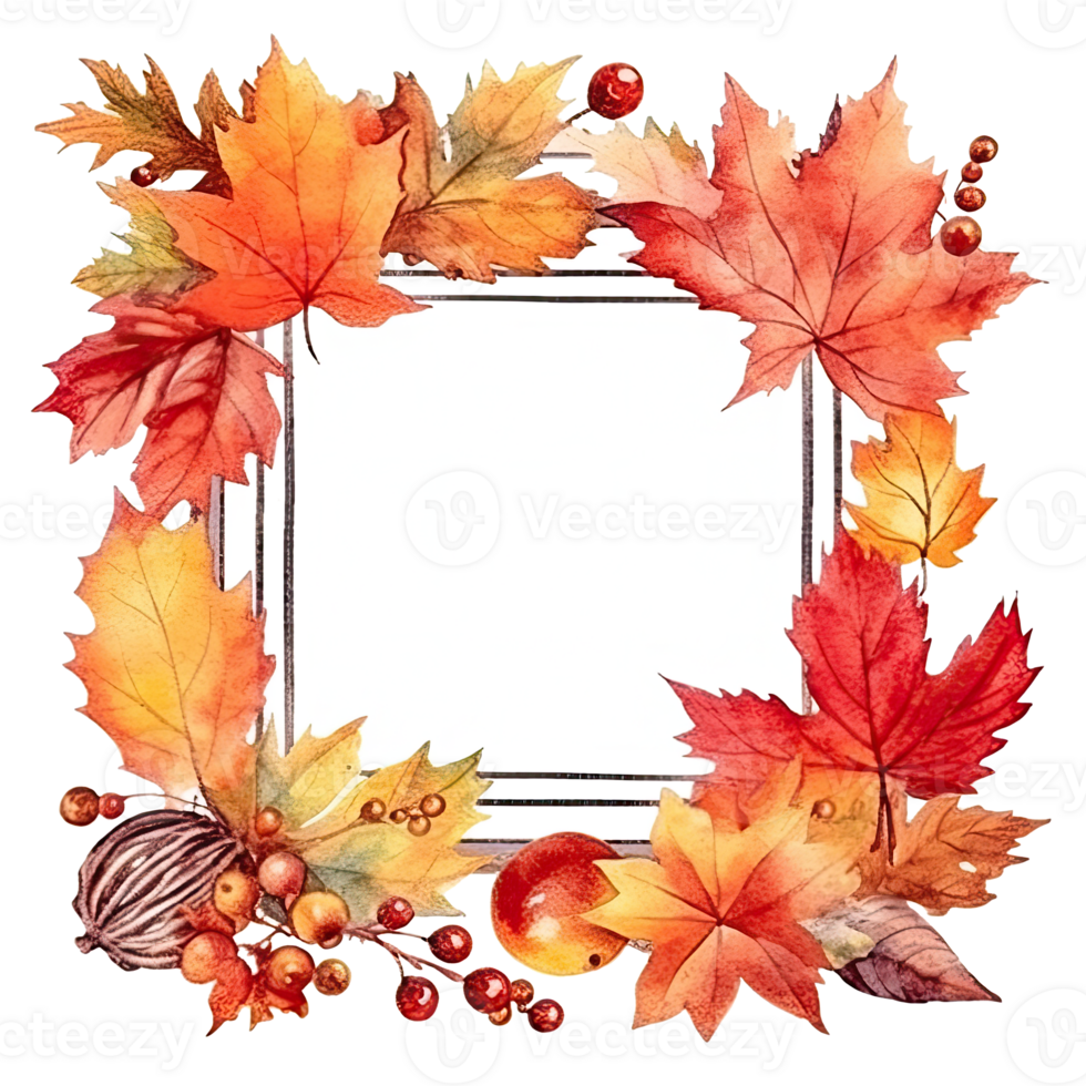 Watercolor Autumn Frame Background. Illustration png