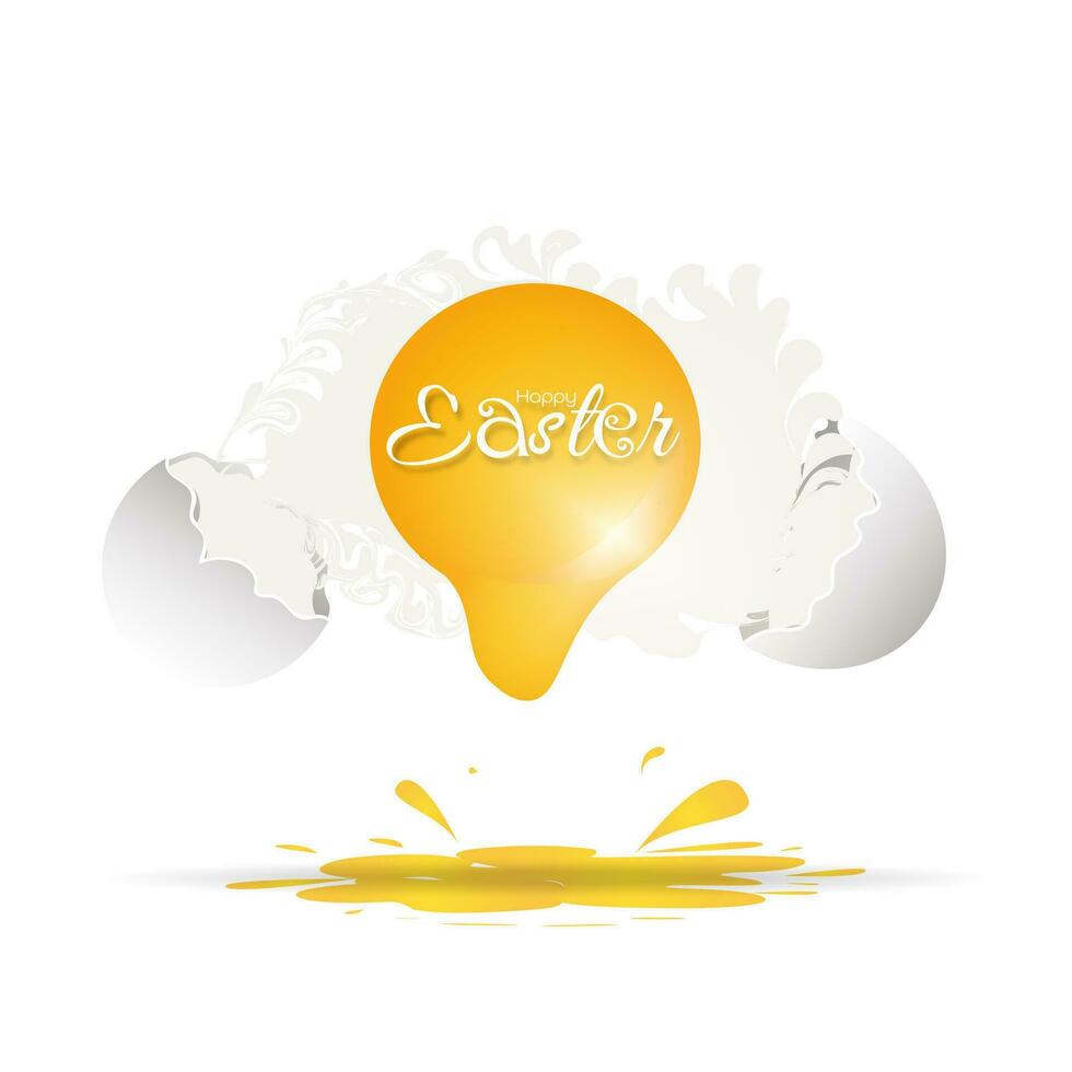 Isolated concept of Easter broken egg splash white background. vector