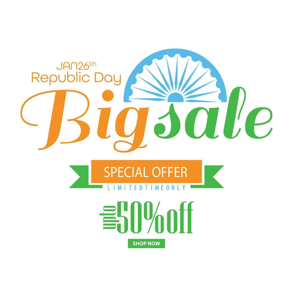 Happy Republic Day of India sale banner. vector