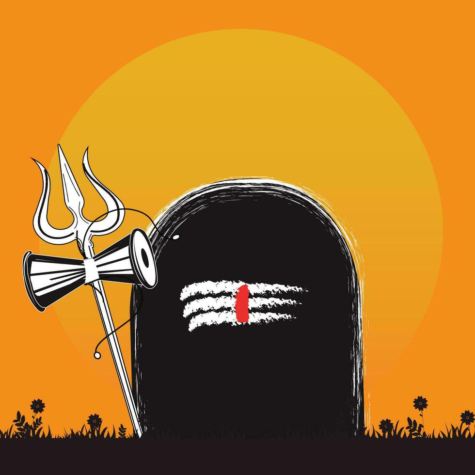 Illustration of Maha Shivaratri, a Hindu festival that celebrates Lord Shiva at night. Beautiful evening color background. vector