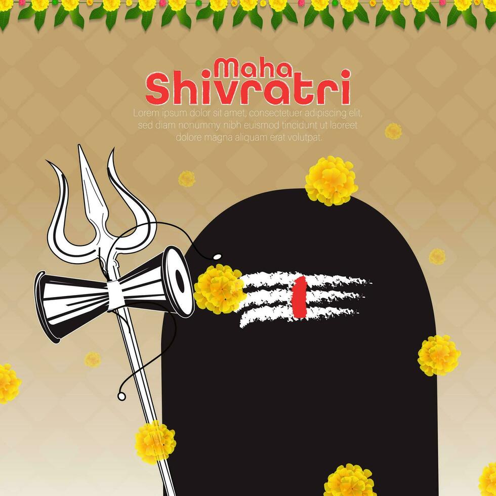 Illustration of Indian Hindu Festival Happy Maha Shivaratri Banner Design. vector