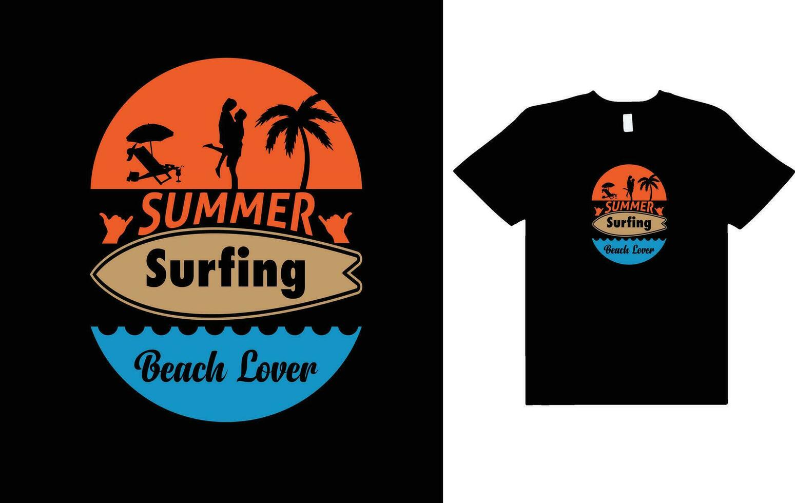 Vintage summer,surfing, beach t shirt designs. vector