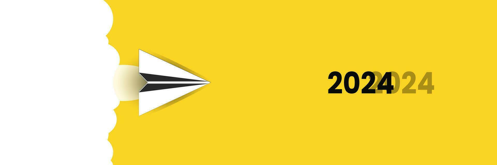 paper plane is flying towards 2024. business creativity new idea discovery innovation technology. new year idea concept. vector